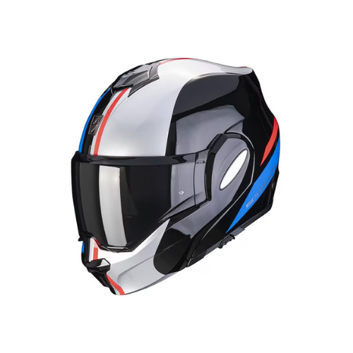 Scorpion EXO-Tech Evo Forza Glossy Black Silver Red Helmet